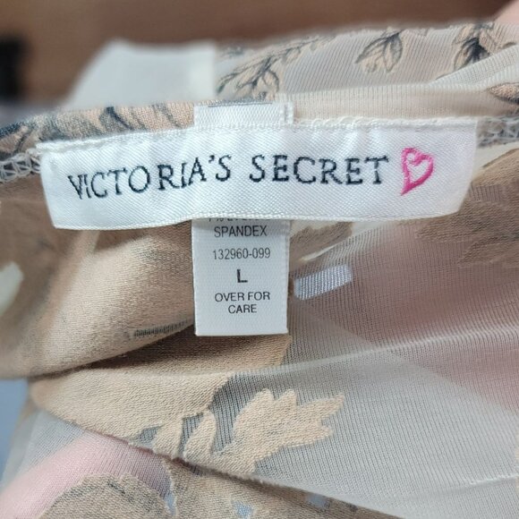 Victoria's Secret Floral Chemise Gray Sheer Large Strap Scoop Vintage USA 1999 - Picture 6 of 7